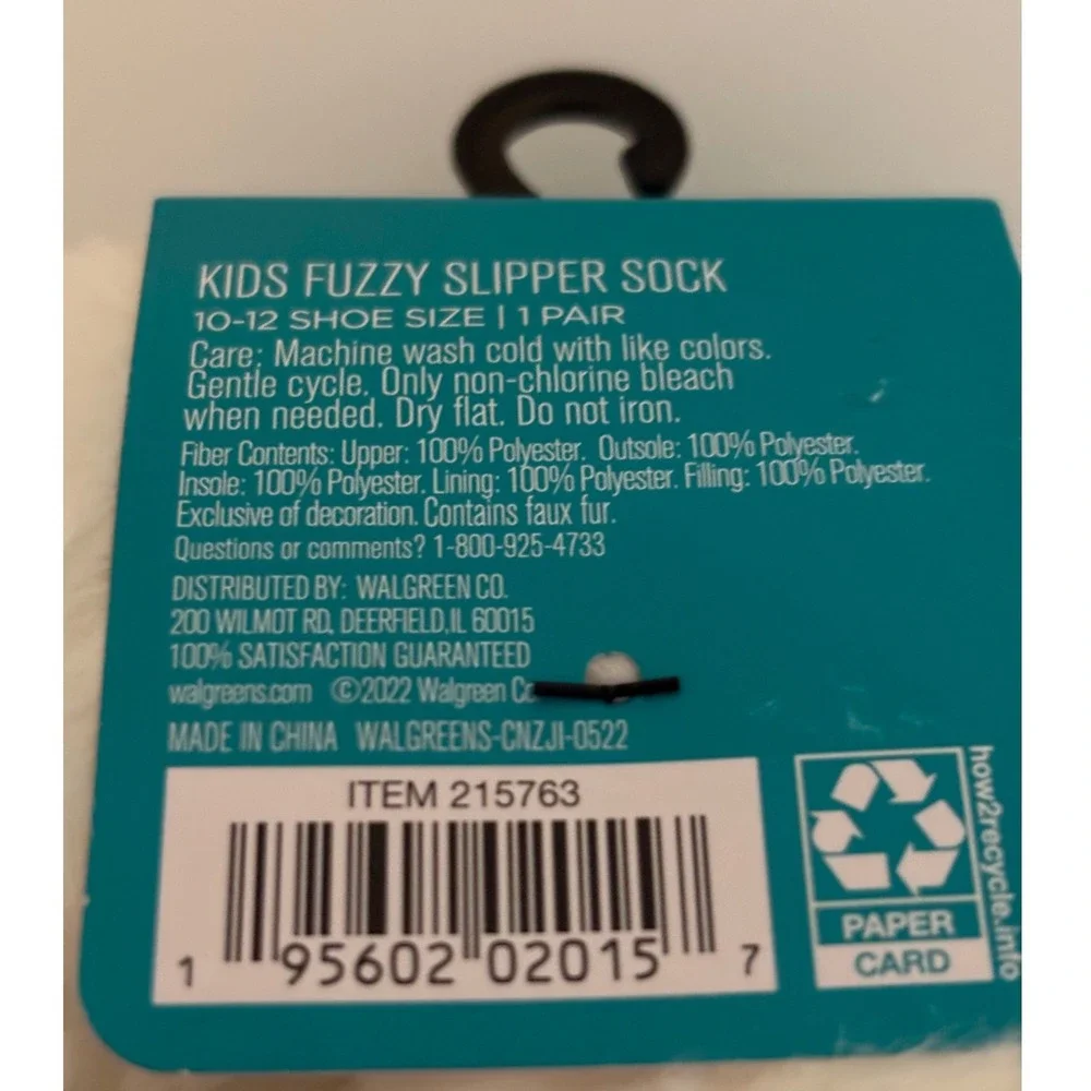 West Loop Kids Unicorn Fuzzy Slipper Socks White Pink Yellow Size 10-12 New